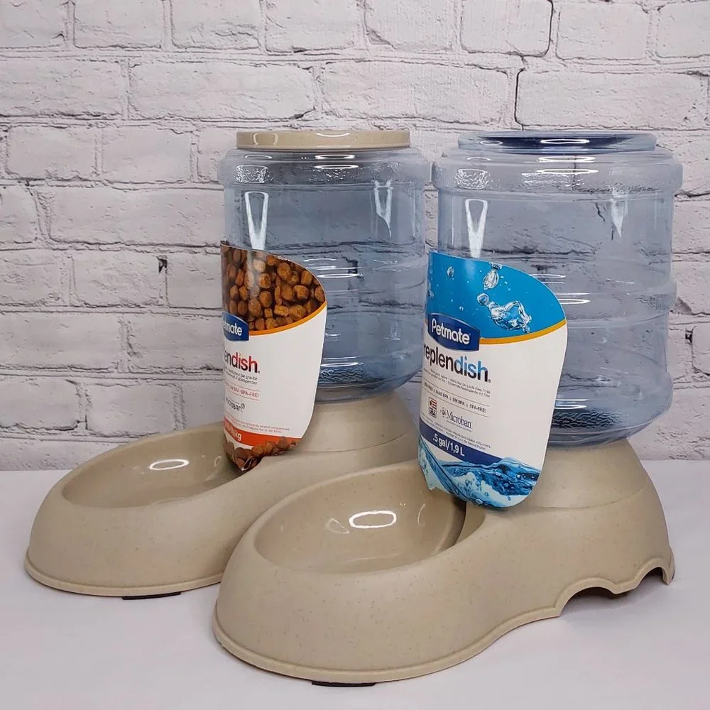 'PETMATE' REPLEN̈ÐISH PET FEEDER SYSTEM 2-PIECE SET FOOD & WATER COMPLETE SET